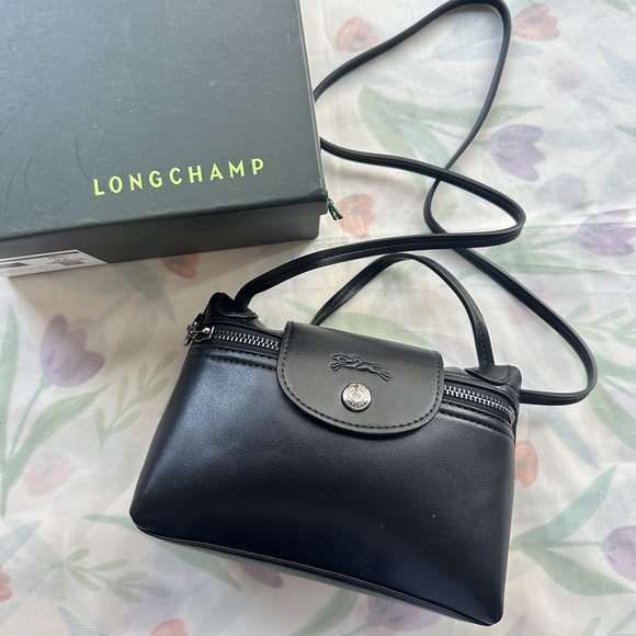 Longchamp Handbags - Longchamp Le Pliage Xtra Mini Black Leather Crossbody Bag